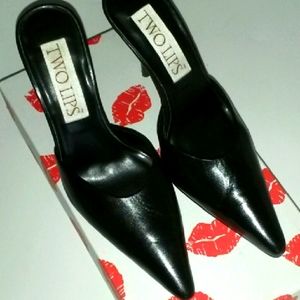 Two Lips Tavia-II Black Stiletto Mules 8M